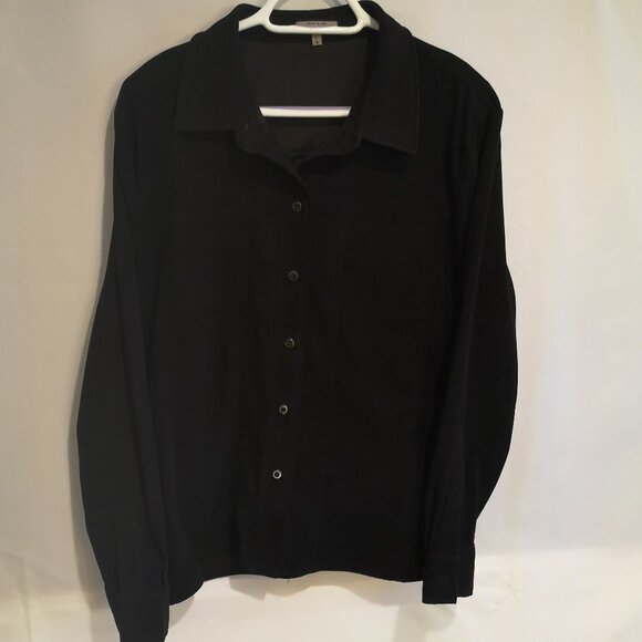 Item & Co Ladies Size Large (14) Loose Fit Black Button Front Shirt - Picture 1 of 6